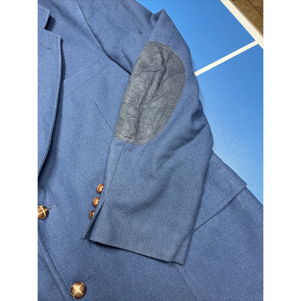 Vintage Pendleton Sport Coat Blazer Mens 44 Blue Wool Two Button‎ Elbow Patches - Picture 5 of 16